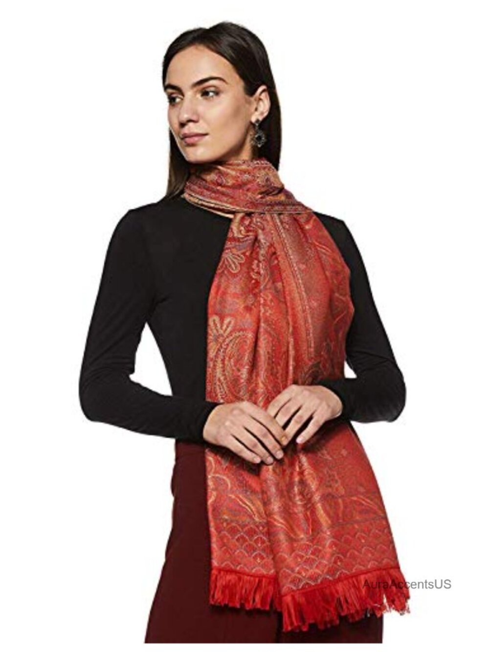 Wool Blend Pashmina Shawl Scarf Large Wrap Handicraft Woven